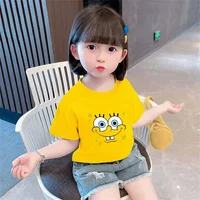 Cartoon Anime Baby Girls SpongeBob SquarePants Children's Top T-shirt Short Sleeved Boys Short Sleeved T-shirt Quick Drying 1