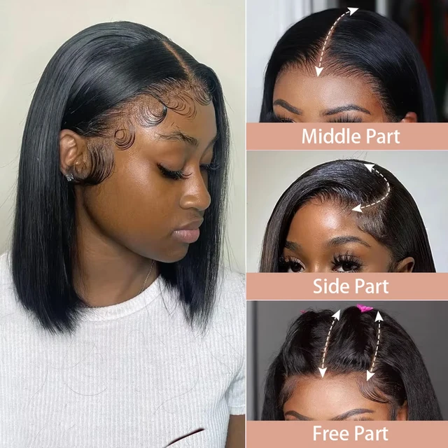 Bob Wig Human Hair 100 Hd 13x6 Lace Front Frontal Short Bob Bone Straight Wigs Side multi Parting 13x4 Glueless Wear And Go 5