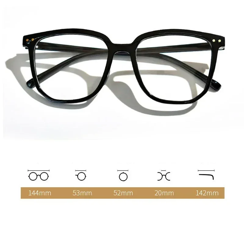 Anti Blue Light Presbyopia Eyeglasses Vintage Trend Oversized Square Hyperopia Eyewear Finished Prescription Reading Glasses 6