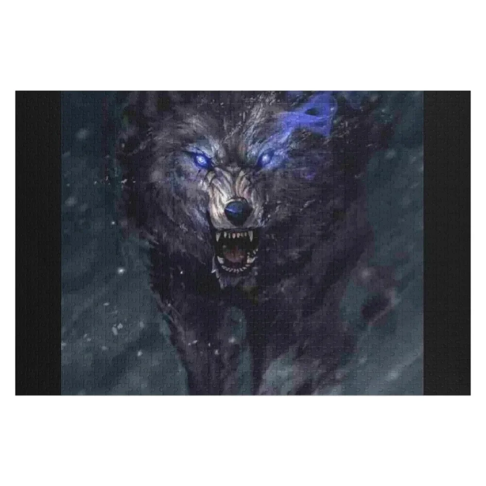 

Black wolf with blue eyes Jigsaw Puzzle Wood Name Custom Photo Customized Kids Gift Baby Toy Puzzle