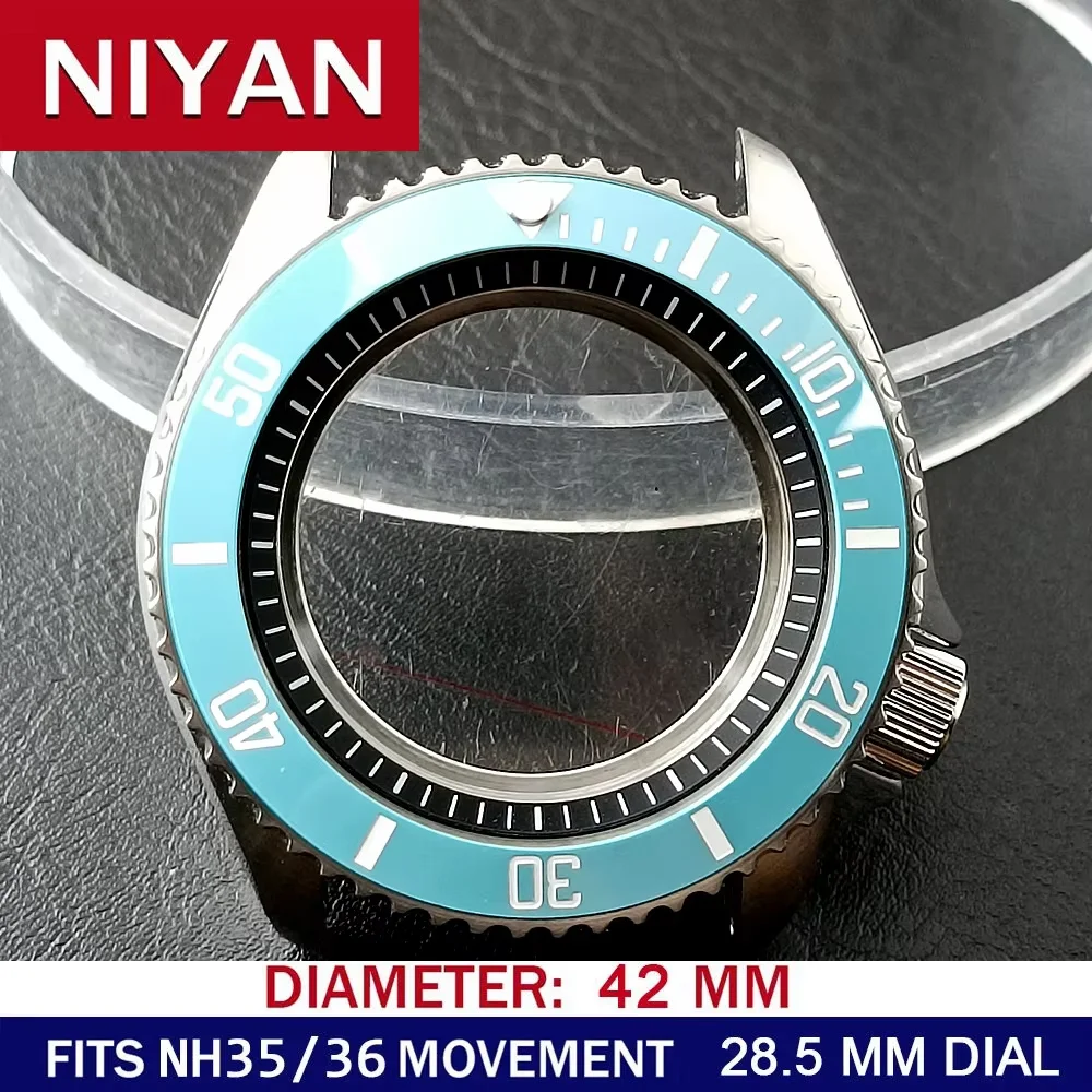 High-Quality 42mm Men's Steel Black Watch Case with Sapphire Glass and 22mm Band