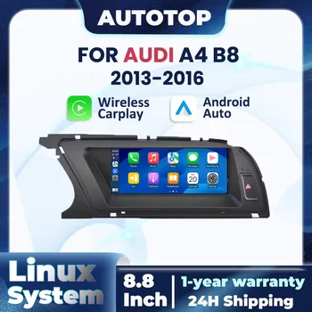 Radio para Auto con CarPlay Inalámbrico y Android Auto, Sistema Linux, Pantalla Táctil de 8.8 Pulgadas, Bluetooth, Mirror Link, Multimedia, Estéreo, para Audi A4 A4L B8 2013 2014 2015 2016 1