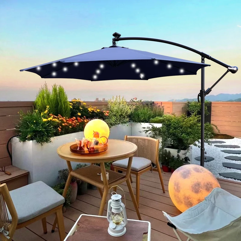 10ft Solar LED Patio Umbrella 1