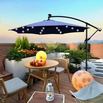 10ft Solar LED Patio Umbrella 1