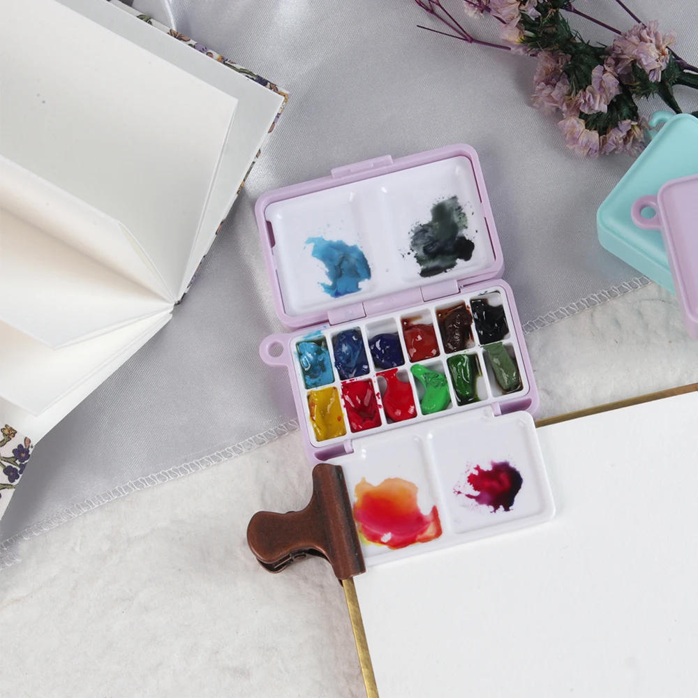 SeamiArt 1pc Mini Portable Travel Plastic Painting Box for Watercolor Paint Subpackage 2 Color Options 4