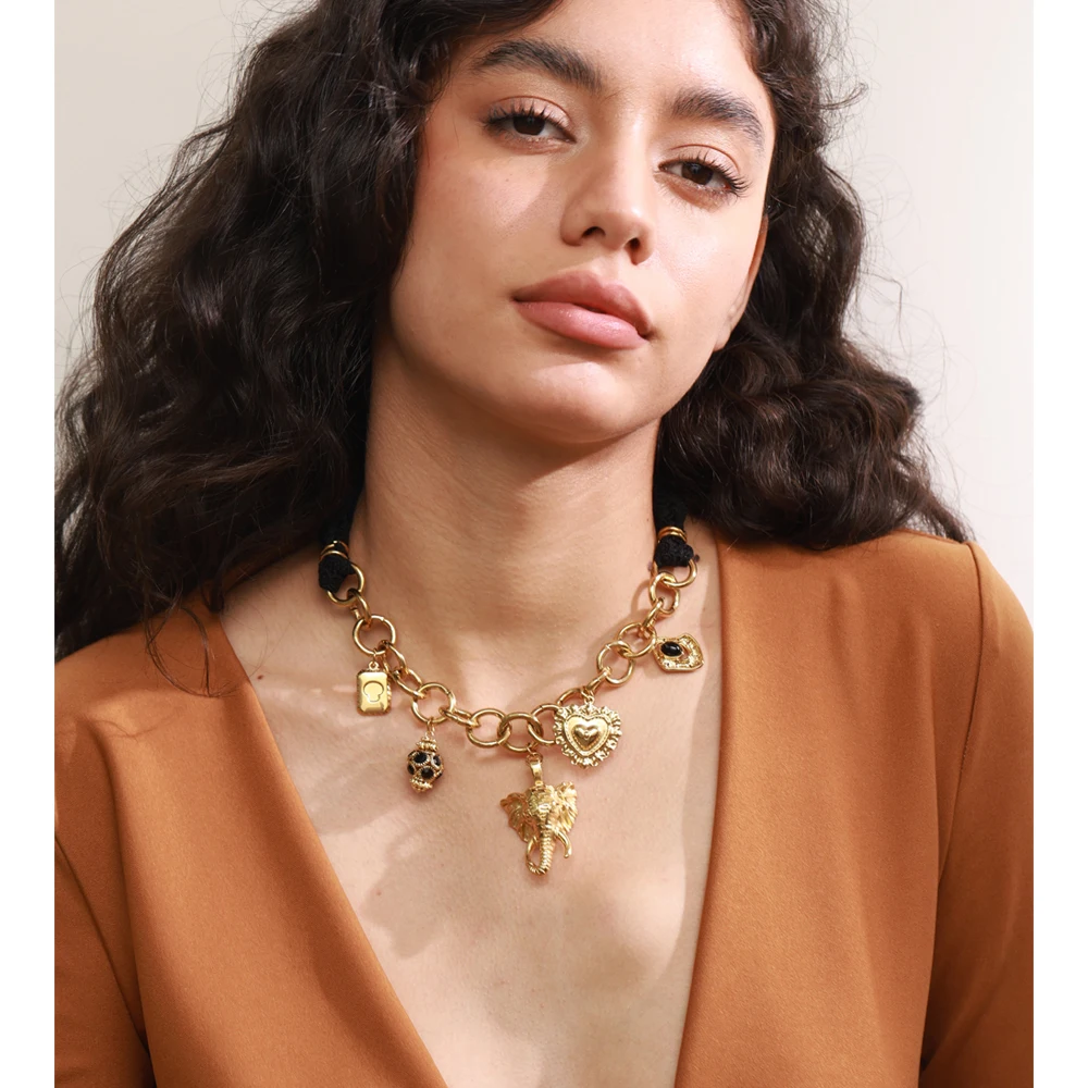 Yhpup 2025 Statement Necklace 18K Golden Plated Stainless Steel