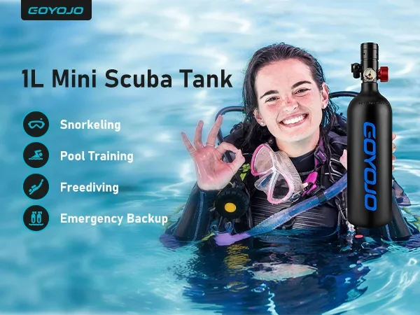 1L Mini Scuba Tank with Mask DOT Certified Portable Diving Air Tank 15 Minute Un