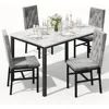 Dining Table Set for 4 Faux Marble Small Kitchen Table Chairs Set of 4 with Luxurious Button Tufted Dinner Chairs 1