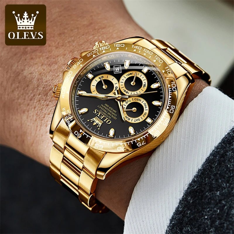 OLEVS Mens Watches Top Brand Luxury Multifunction Mechanical Watch for Men Stainless Steel Waterproof Luminous Fashion Watch