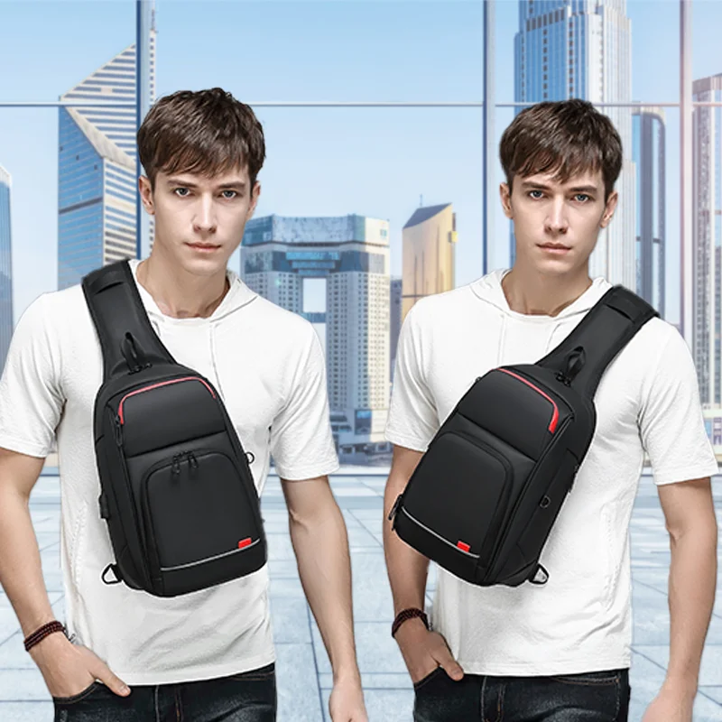 Men's Shoulder Bag Multifunction Anti-theft Waterproof Male Crossbody Bag Messenger Casual Sling Chest Pack With USB Port Bolsas