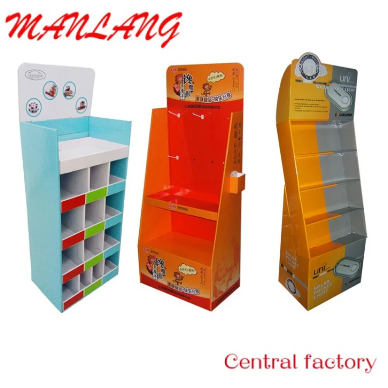 CustomCustom Retail Store Supermarket Advertising Retail Cardboard Hook Shelf Paper Floor Display Stand Shelf