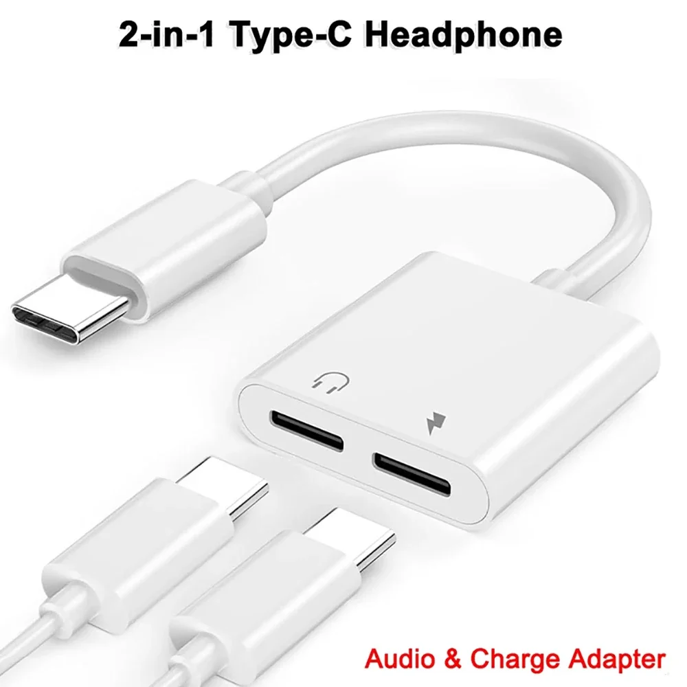 2-in-1 USB-C to 3.5mm Headphone and Charger Adapter with PD Charging