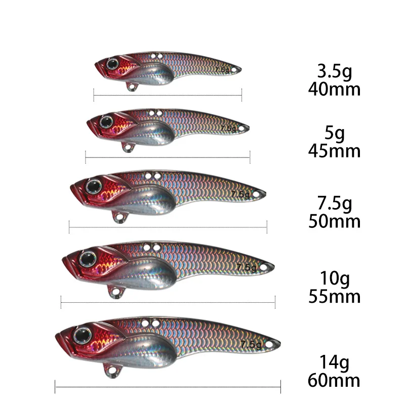 Metal VIB Bait 3.5g 5g 7.5g 10g 14g Copper Vibration Blade Fishing Lures Sinking Swimbait Iscas Artificiais Pesca Bass Pike