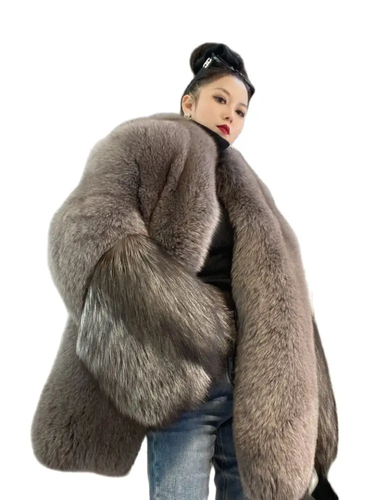 Fangtai 2023 New Winter Warm Luxury Natural Real Fox Fur Jacket For Women Fashion Outwear FemaleVest Coats Free shipping Warm