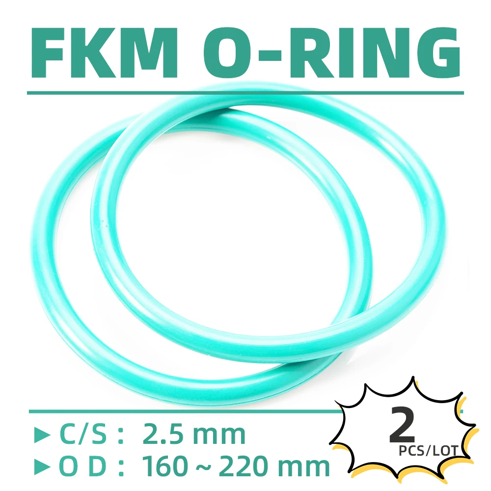 

2PCS/Lot Rubber FKM CS 2.5 mm OD 160/165/170/175/180/185/190/195/200/205/210/215/220 mm O Ring Gasket Oil Resistant Waterproof