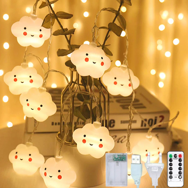 pink fairy lights Cloud Led String Lights Fairy Bedroom Star Moon Curtain Garland Lamp Christmas Wedding Holiday Garden Decoration Outdoor Party white fairy lights