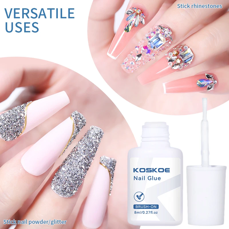 Nail Glue 8ML Nail Glue For False Tips Nail Art Rhinestones Glue Extensive Press On Nails Long Lasting Soak Off Adhesion Gel