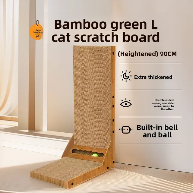 o Large Size L-aped Vertical Wear-Resistant  Scratching Board with Ball Corrugated Paper  Claw Board Pet Supplies 4