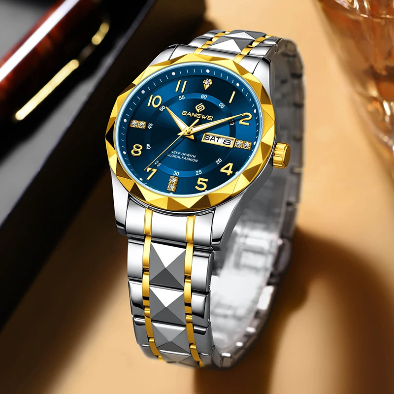 BANGWEI New Original Diamond Quartz Watch for Women Fashion Elegant Ladies Watches Stainless Steel Waterproof Women's Wristwatch