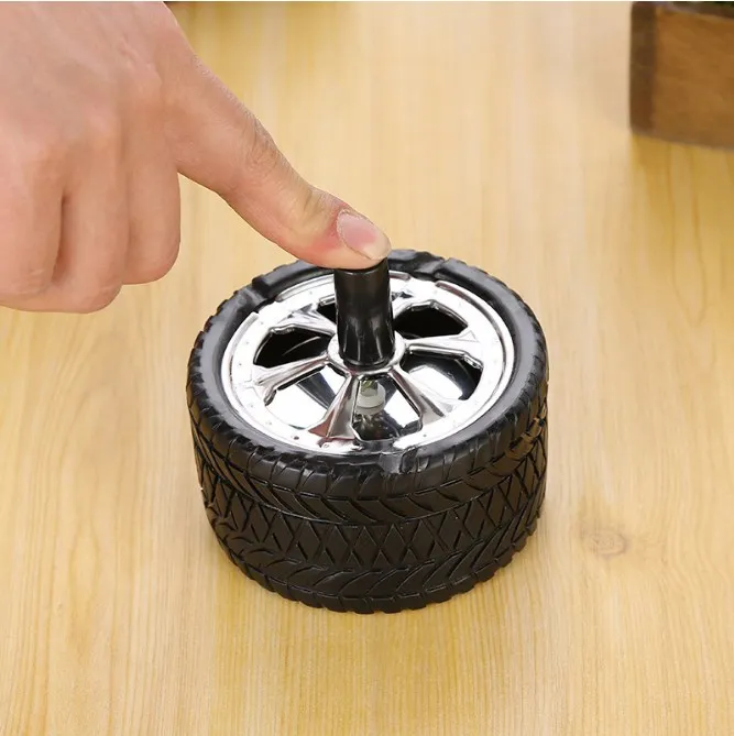 Portable Round Spinning Ashtray Cigarette Ash Stainless Steel Ashtray Housewares Spinning with Cover WY70917 Portable Ashtray Cigarettes Ashtray Stainless Steel Ashtray Metal Ashtray