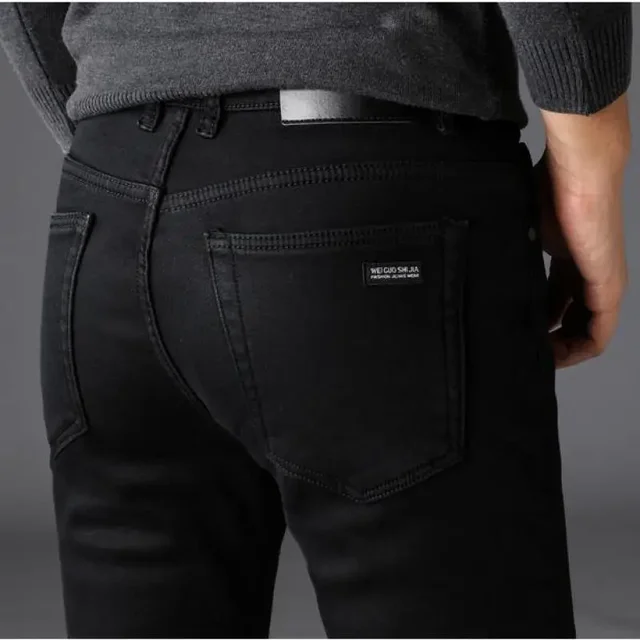 Men's Stretch Black Jeans Classic Style Business Fashion Pure Slim-fit Denim Pants Male Brand Casual Trousers
