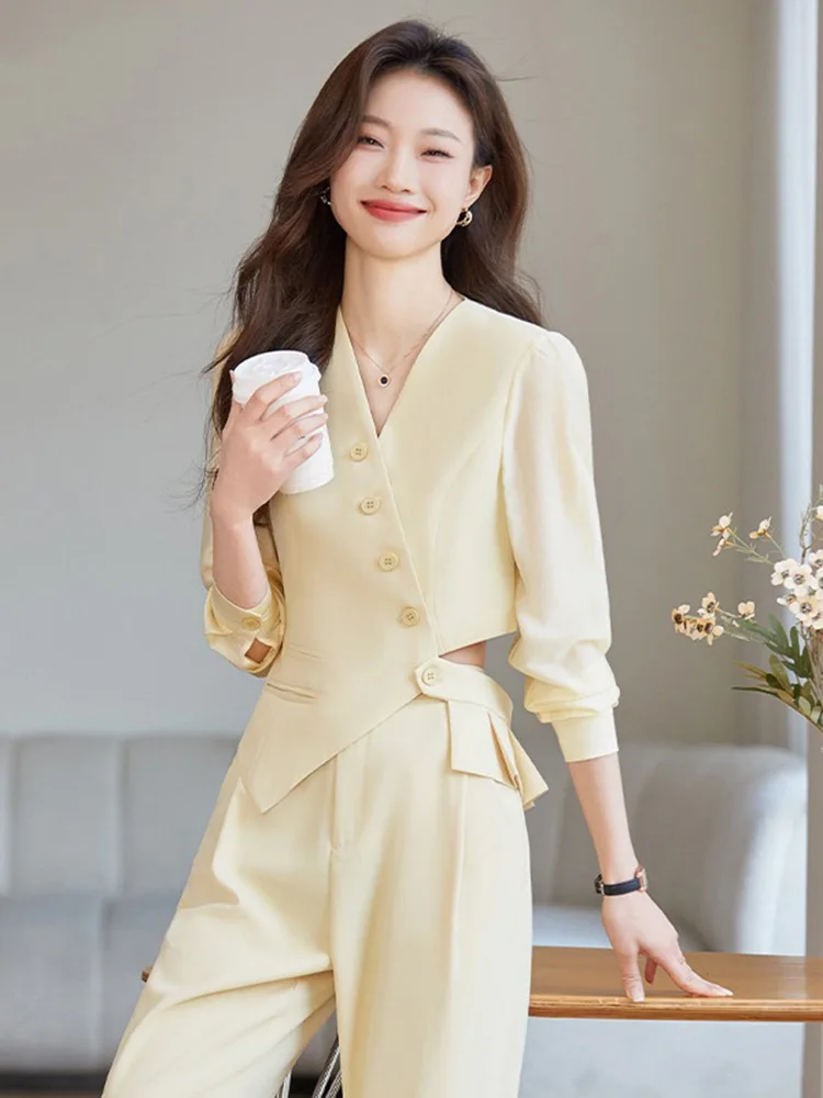 Yellow Suits Women New Spring Fashion Temperament Business