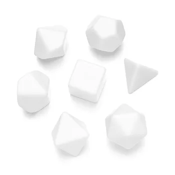 7 pezzi/set accessori per giochi da tavolo fai da te con dadi arrotondati vuoti neri/bianchi