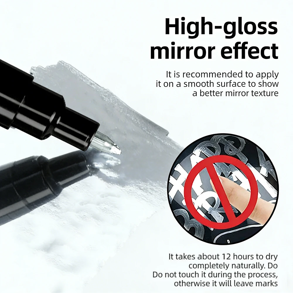 0.7mm 6 색 미러 마커 펜 DIY 반사 페인트 펜 크롬 마커 골드 은빛 구리 모델 페인팅 재도색