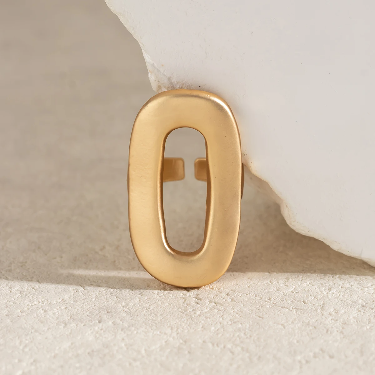 Exaggerated Big Hollow Out Geometric Oval Rings for Women Creative Adjustable Finger Matte Rings Fashion Statement Jewelry Girls