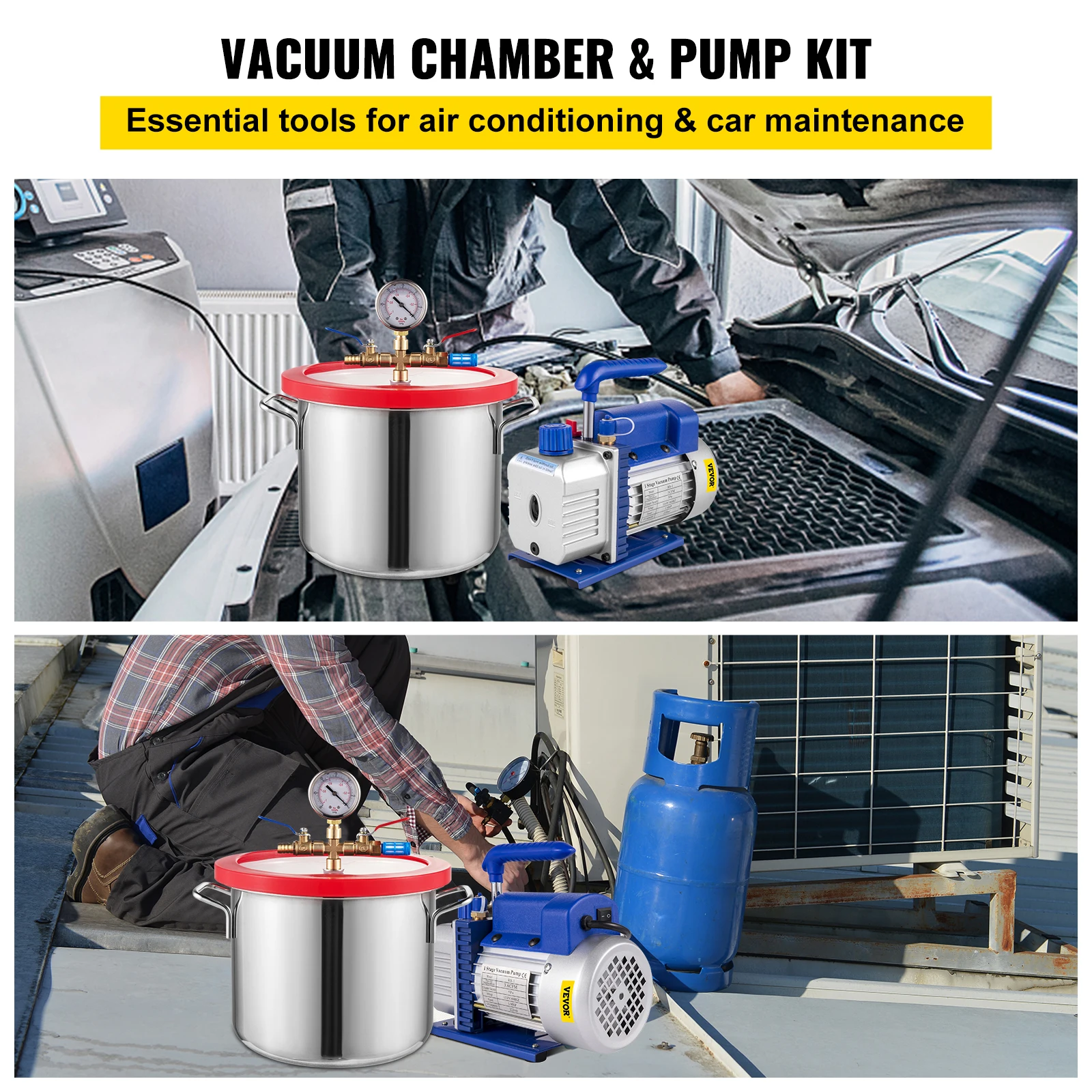 VEVOR Kit de Purgeur de Frein Pneumatique 5 L en Acier Balayer