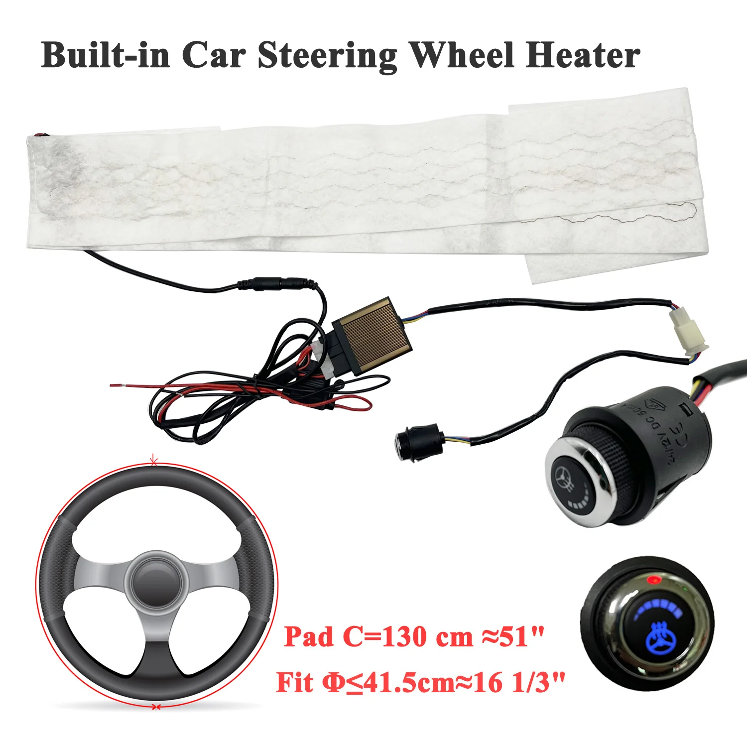 Universal12VBuiltinCarSteeringWheelHeaterKitCarbonFiberHeat