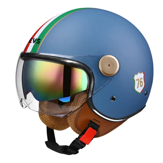 Lightweight Vintage Motorcycle Helmet With Dual Visor Motorbike Riding 3/4 Open Half Helmet Retro Casco Moto 3C & Dot 3