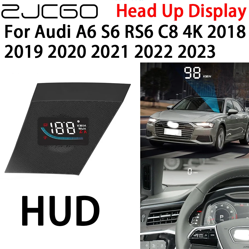 Zjcgo Car Hud Head Up Display Tachimetro Proiettore Allarme Accessori Elettronici Per Audi A6 S6 Rs6 C8 4K 2018 ~ 2023