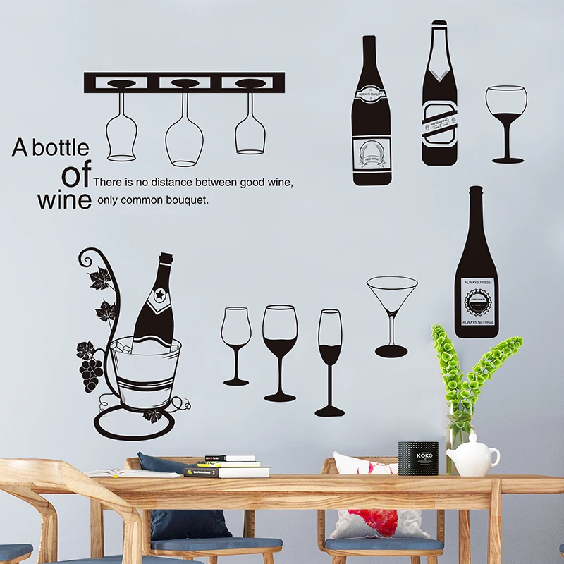 KitchenStickersPVCMaterialDIYRedWineBottleWallDecalsfor