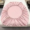 Luxury Satin Fitted Sheet SolidColor Twin Bed, Full SizeIce SilkMattress Cover, Natural Elastic Band, Synthetic Silk Bed Sheet 5