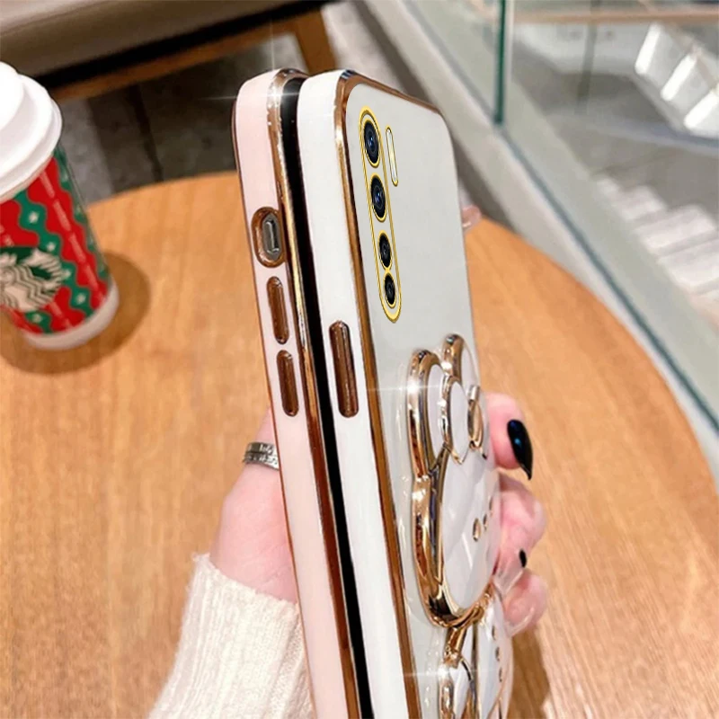 Luxury Cute Rabbit Makeup Mirror Phone Holder Case for Girls & Women - Stand Cover