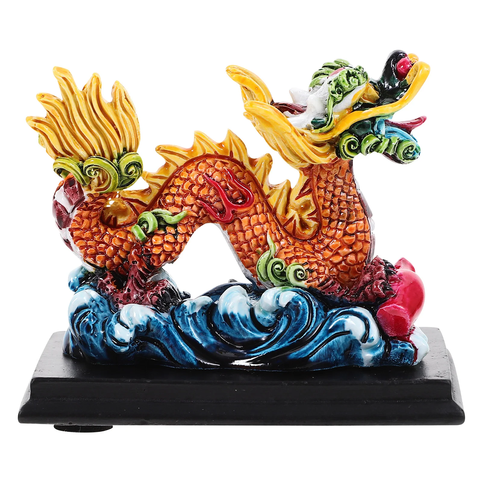 

Resin Chinese Zodiac Dragon Figurine Retro Feng Shui Wealth Dragon Statue Mini Car Dashboard Animal Sculpture
