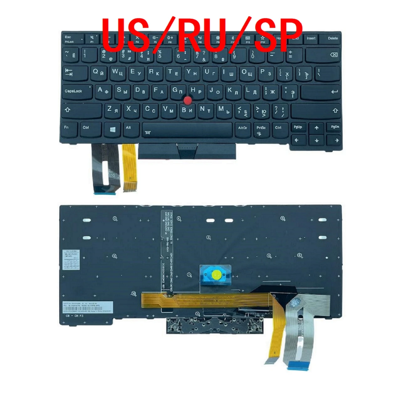 Teclado Retroiluminado Espanhol dos Eua para Lenovo Thinkpad E480 E485 L480 L380 T490 E490 E495 L490 T495 Ioga L390 T480s P43s Novo