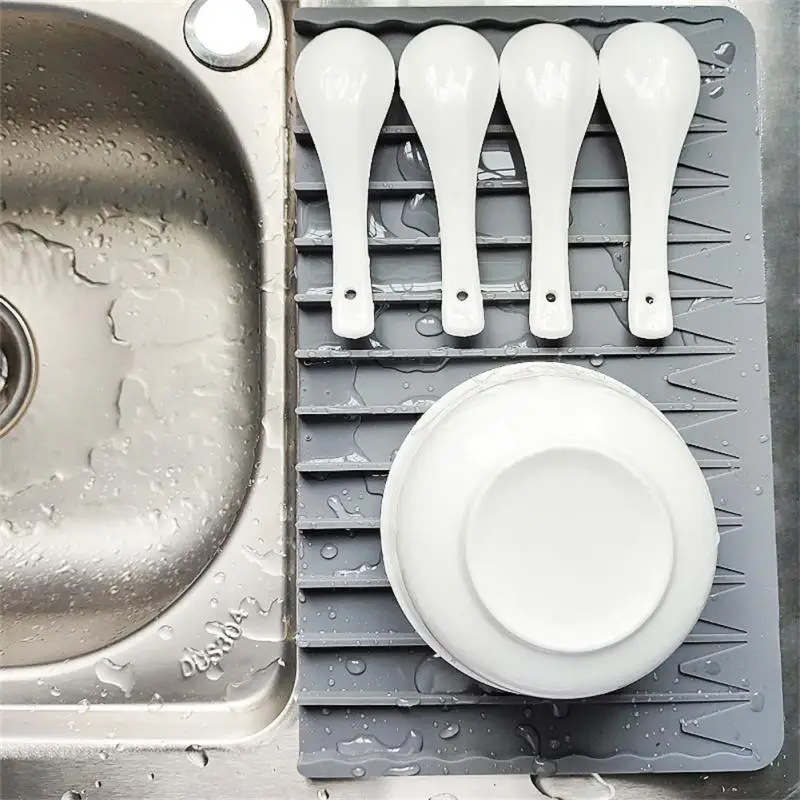 Silicone Mat Sink Splash Guard Faucet Drainage Mat Kitchen Bathroom Countertop Drying Pad Dishwasher Placemat Dinnerware faucet mat
