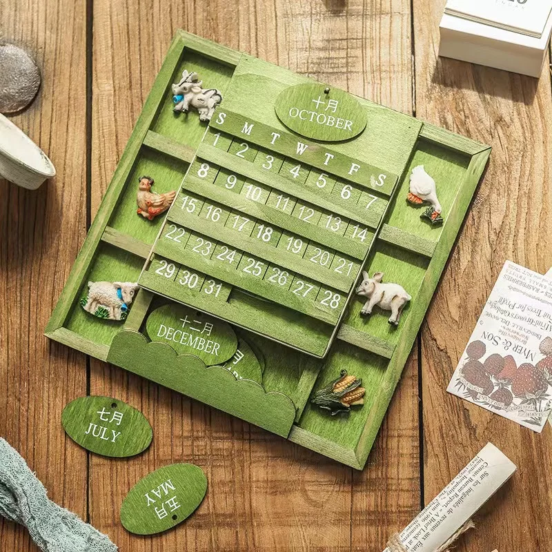 Creative Rustic Wall Hanging Wooden Calendar Desk Calendar For Farmhouse