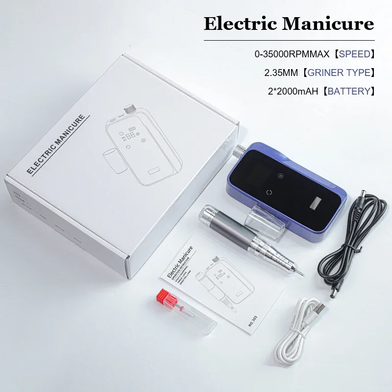 35000RPM 휴대용 전기 네일 드릴 머신 LCD 디스플레이 충전식 네일 샌더 머신 네일 파일 페디큐어 도구