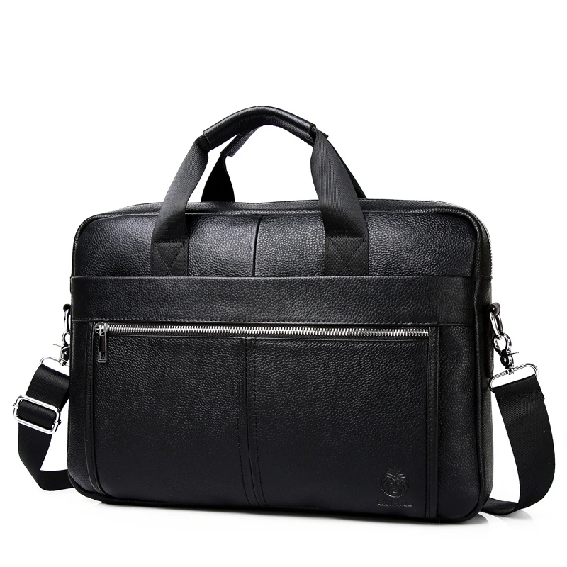 Genuine Leather Men Briefcase Luxury 15.6 Inch Business Laptop Office Handbag Computer Bag
