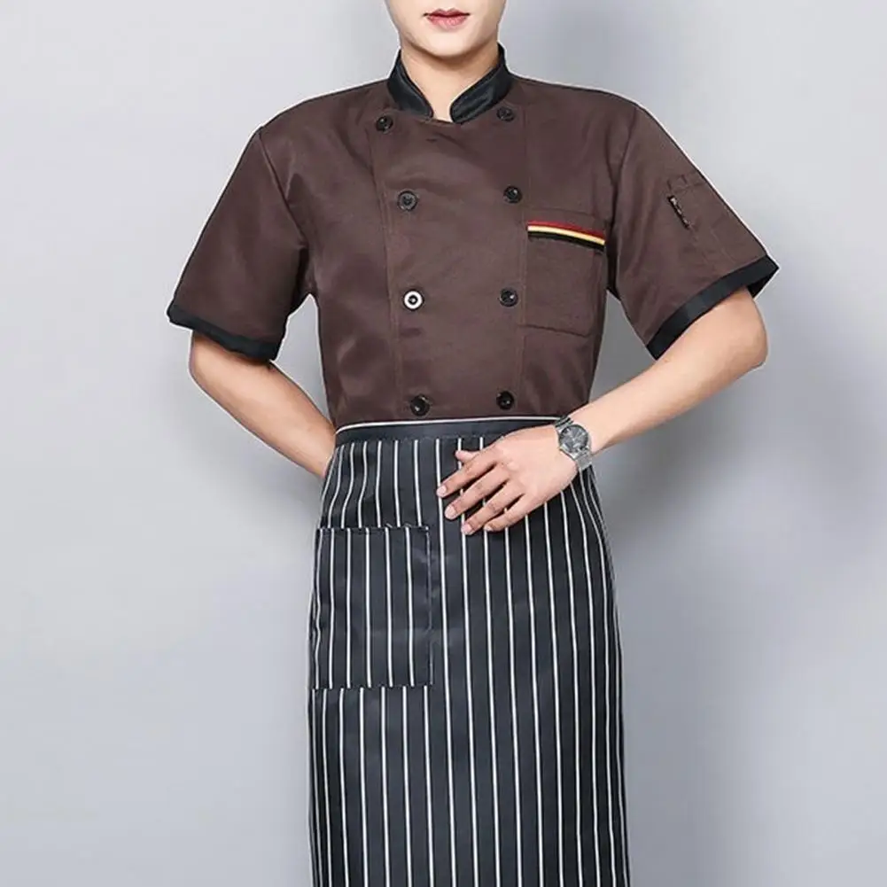 Chef Uniforms Breathable Super Soft Moisture Absorption Chef Coat Shirt Double Breasted Unisex Chef Jacket for Restaurant