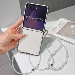 Premium PU Leather Crossbody Phone Case with Hinge Protection and Bracelet Strap - Galaxy Z Flip5 (WHITE)