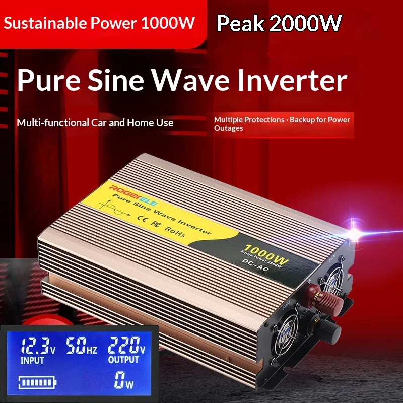 맞춤형 순수 정현파 인버터, 최대 출력 1000W 2000W, 110V/220V 출력, 고..