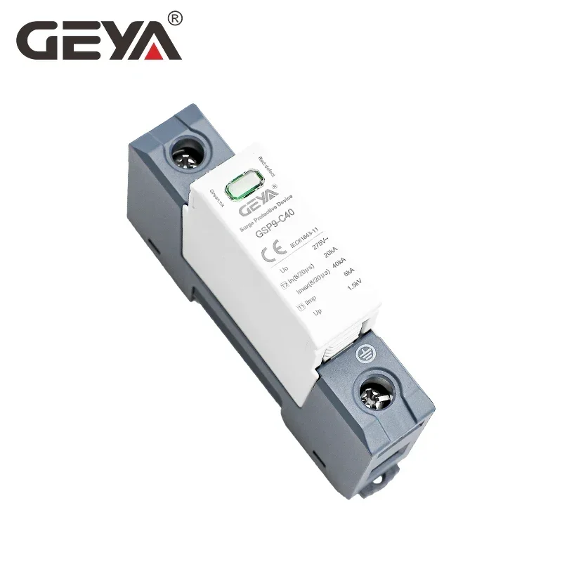 GEYA GSP9 1 폴 서지 보호대, SPD 하우스 서지 보호대, 1P + N Din 레일, 20KA-40KA, AC275V, AC385V, 400V, 440V