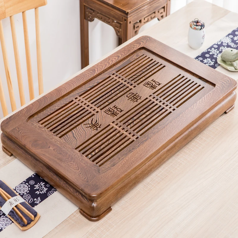 Large Size  Wood Tea Tray Chien Wing Wood Rosewood Tea Table Der pe Drainage Home Use Tea Sea Simple Sle