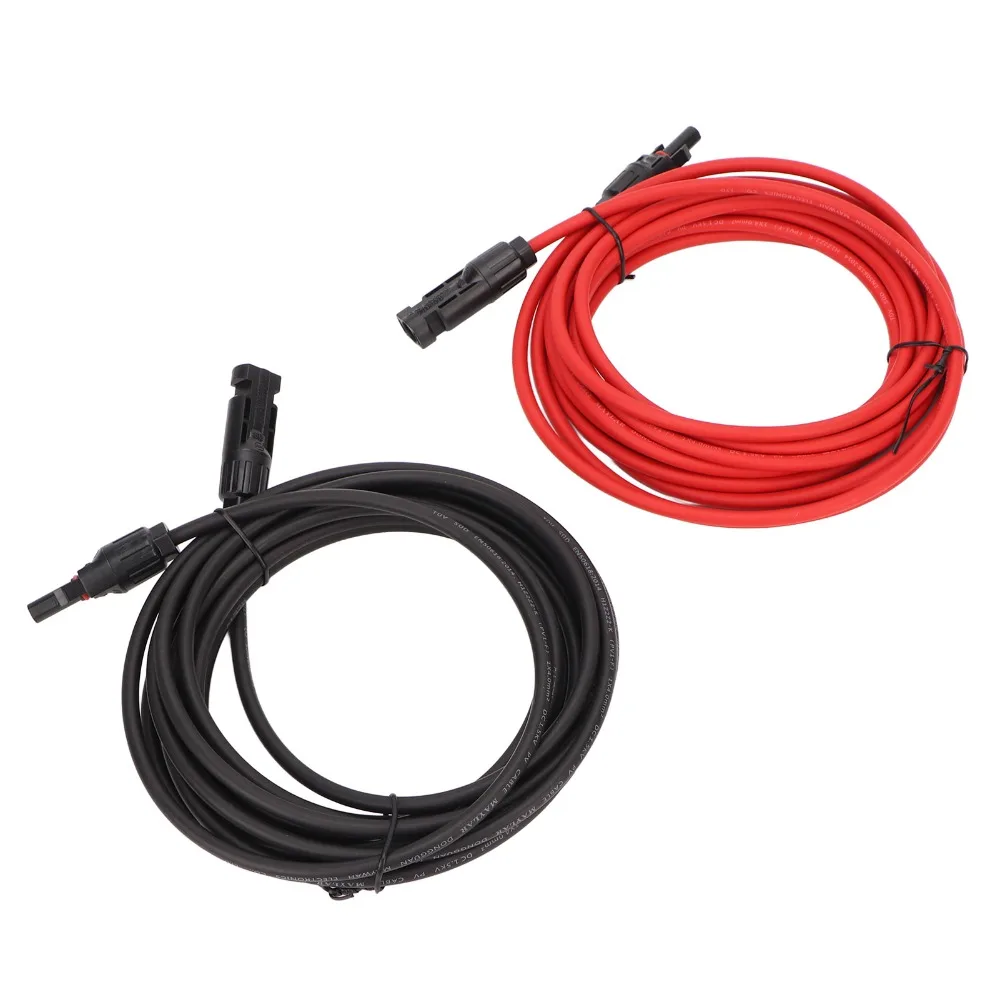 12AWG 와이어 태양광 패널 와이어 검정색 3미터 + 빨간색 3미터 4mm² 직경 태양광 연장 케이블 태양광 어댑터 케이블