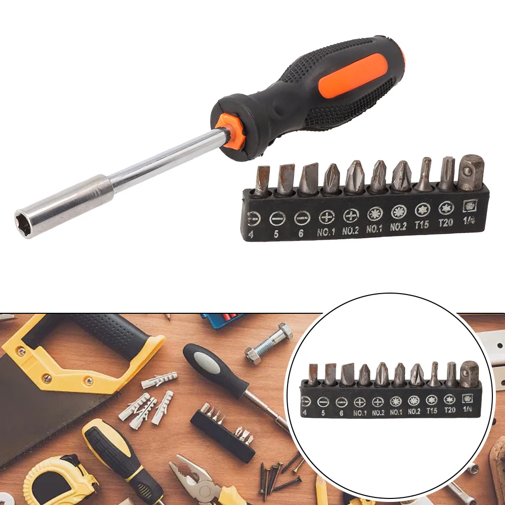 

11pcs Screwdriver Set Multifunction Magnetic Hex Screw Driver Bits Replaceable Screwdriver Head Anti-Silp Handle Repair Tools