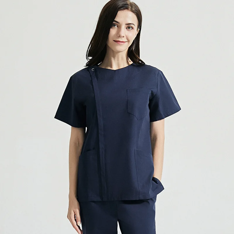 

New Zipper Scrub sets Medical Uniform Beauty salon work uniforms hospital clinic Doctor Surgery Suit Short sleeve Nurse Workwear